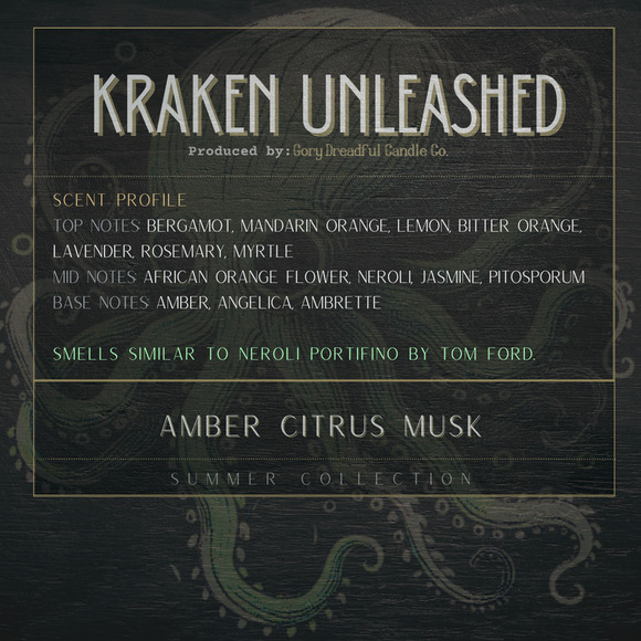 Kraken Unleashed Luxury Wickless Candle: Amber Citrus Musk - Picture 2 of 10